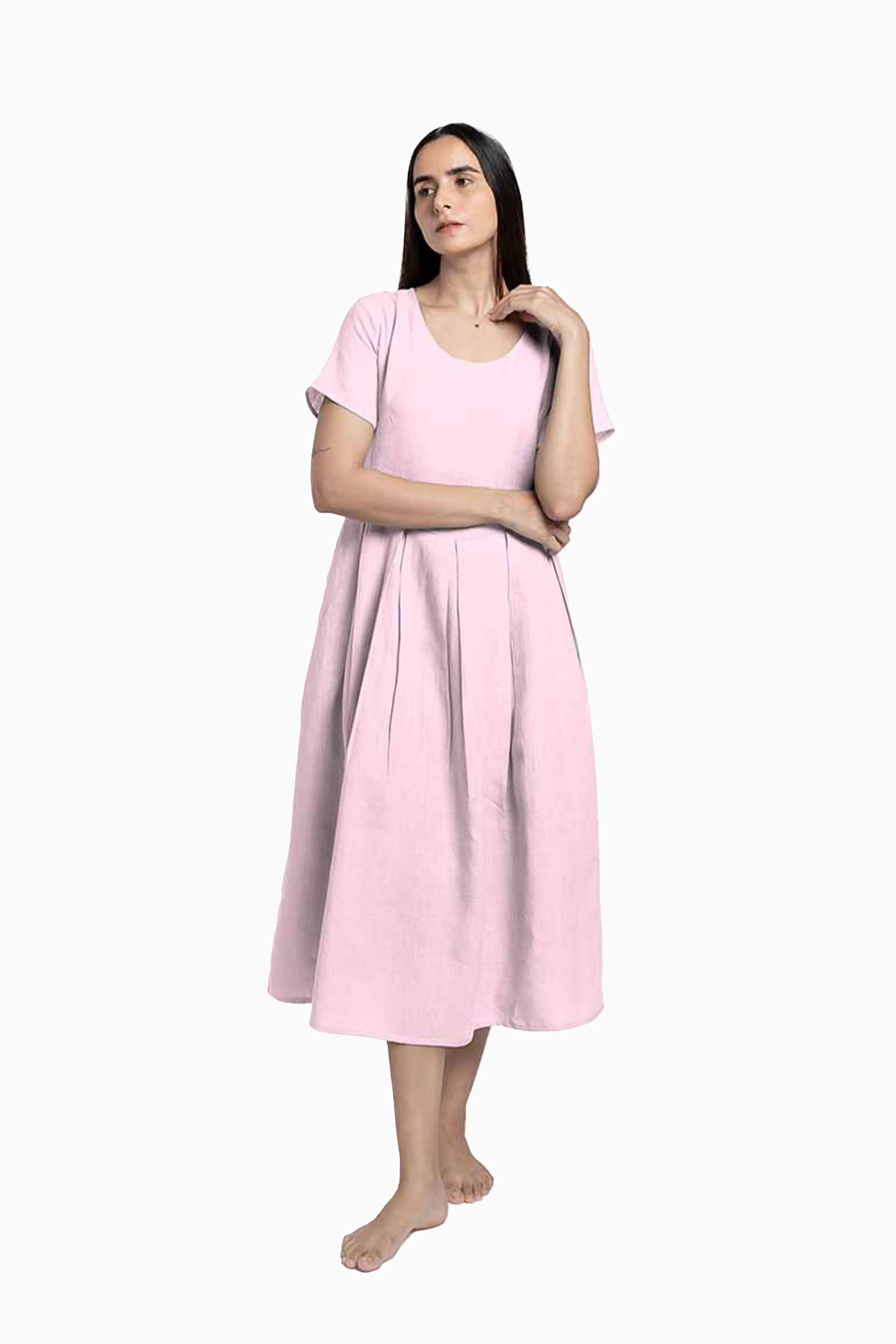 Linen Selah Dress-Midnight Green