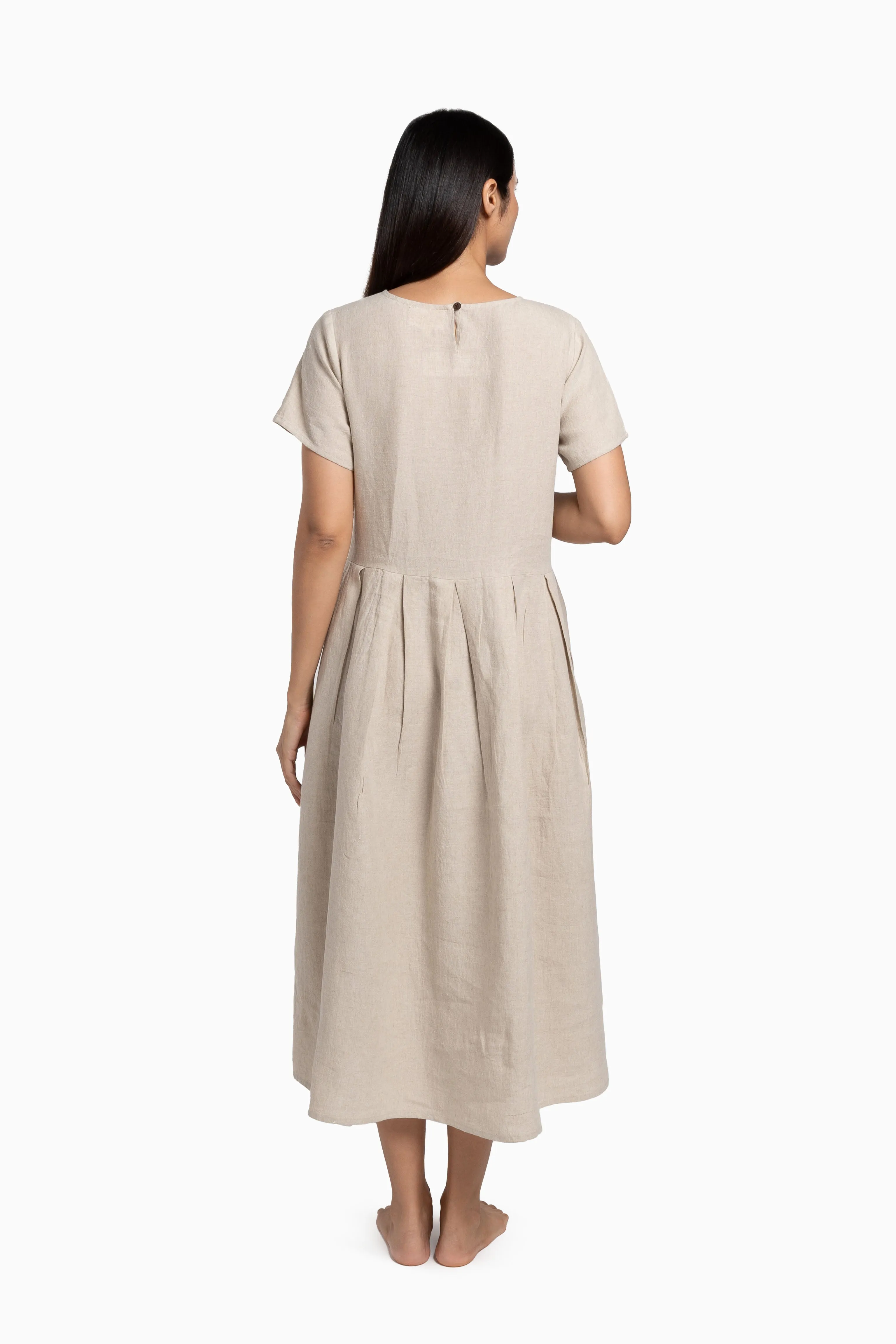 Linen Selah Dress-Midnight Green