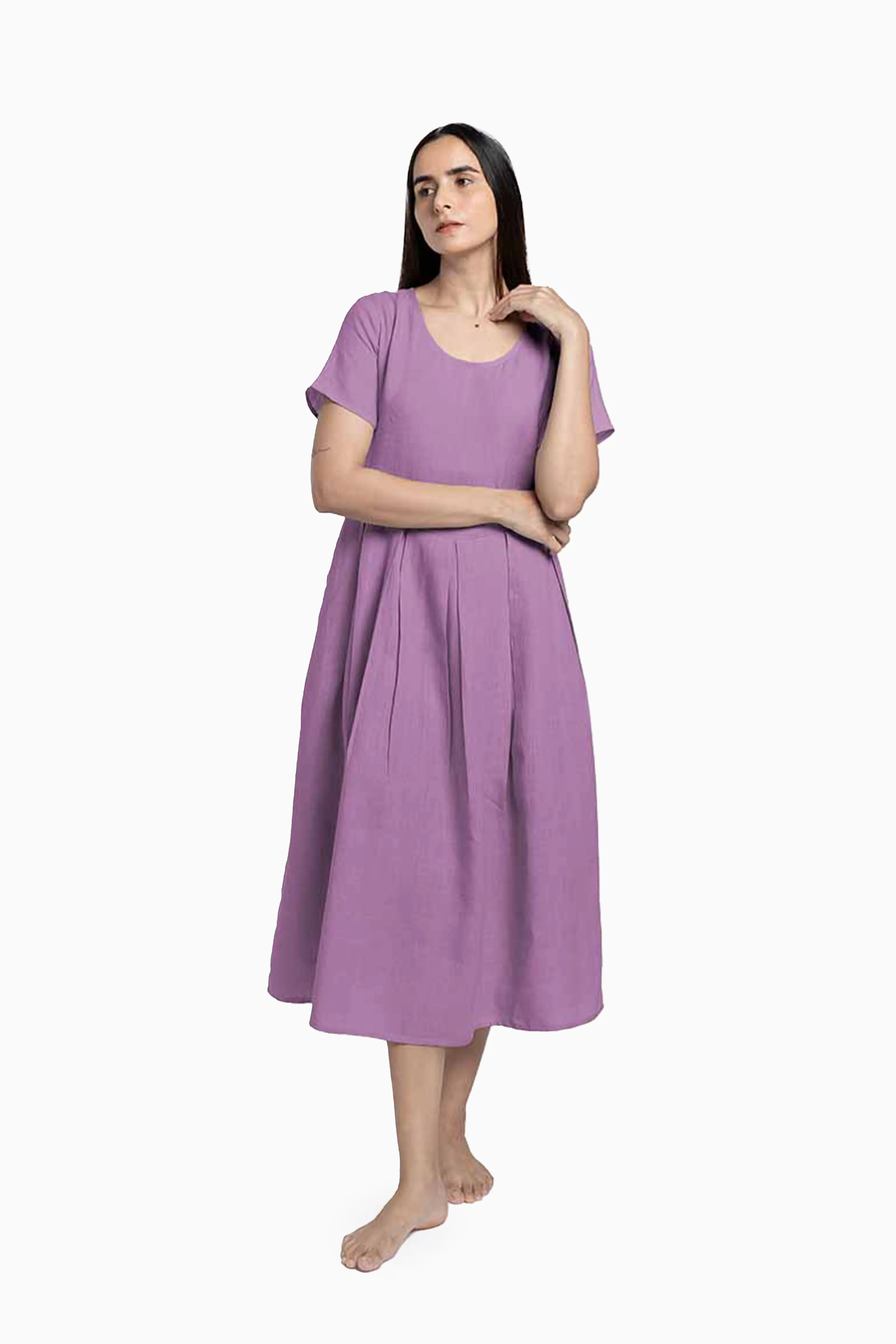 Linen Selah Dress-Midnight Green