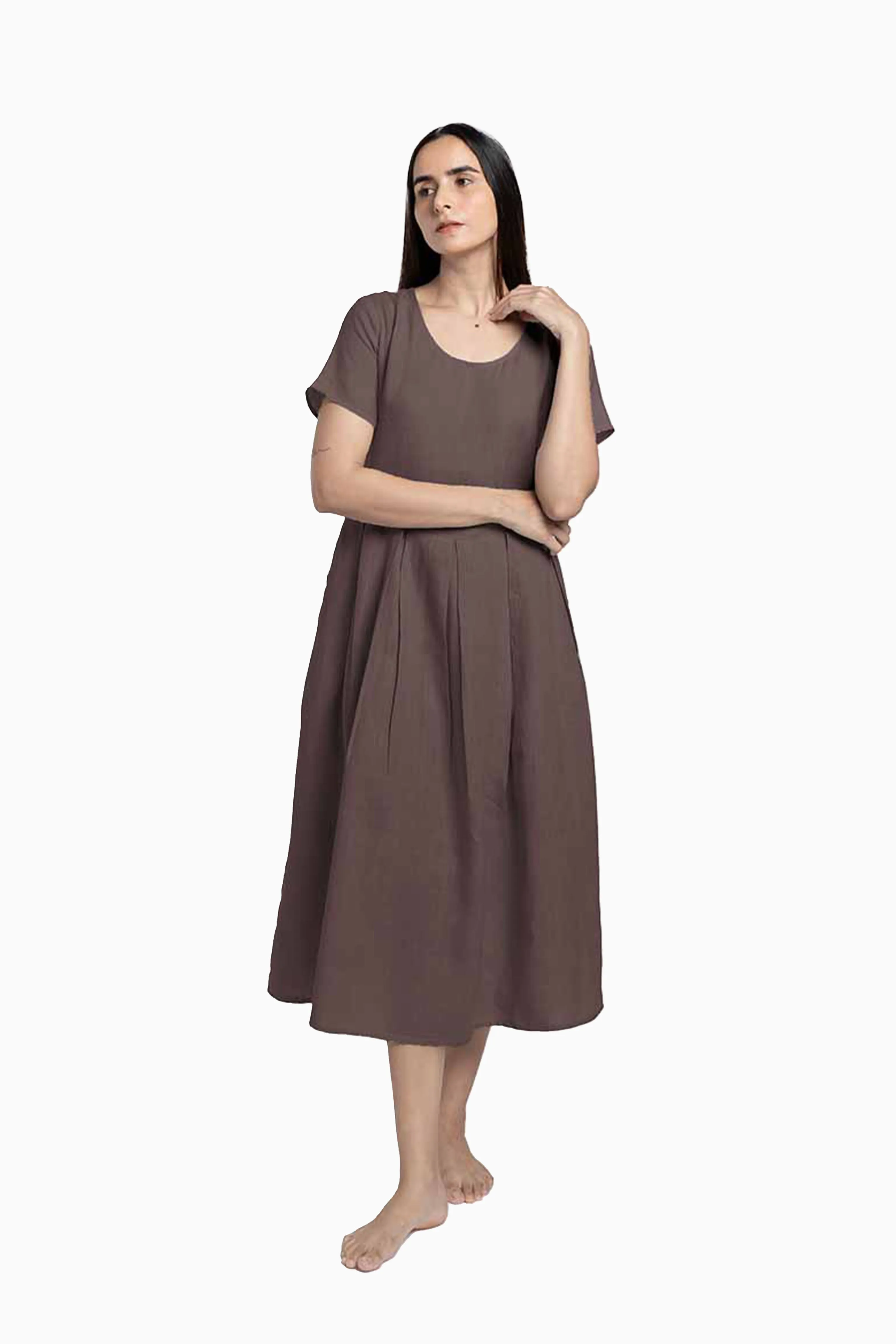 Linen Selah Dress-Midnight Green