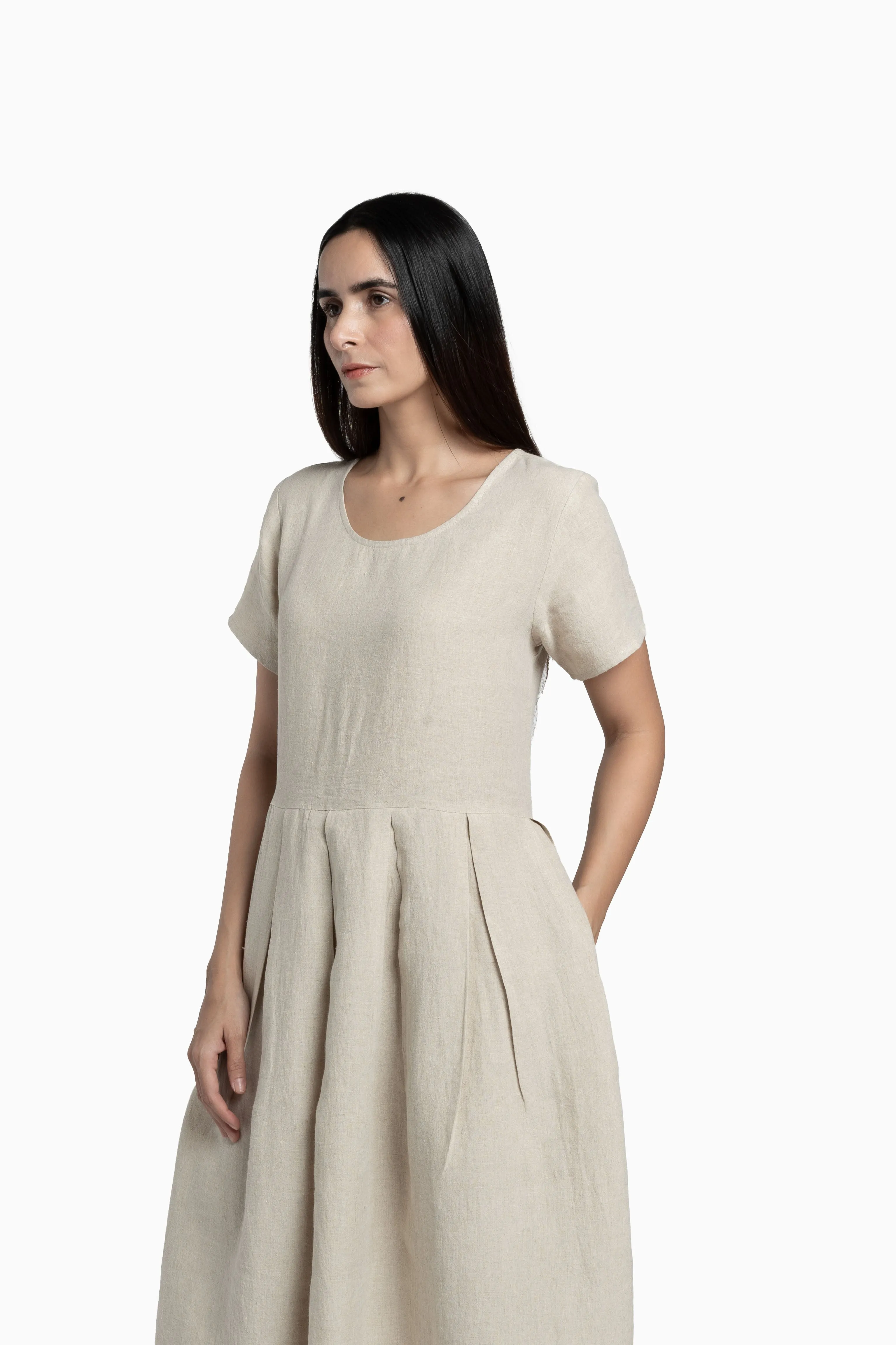 Linen Selah Dress-Midnight Green
