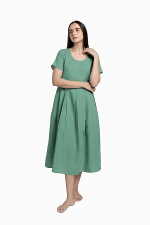 Linen Selah Dress-Midnight Green