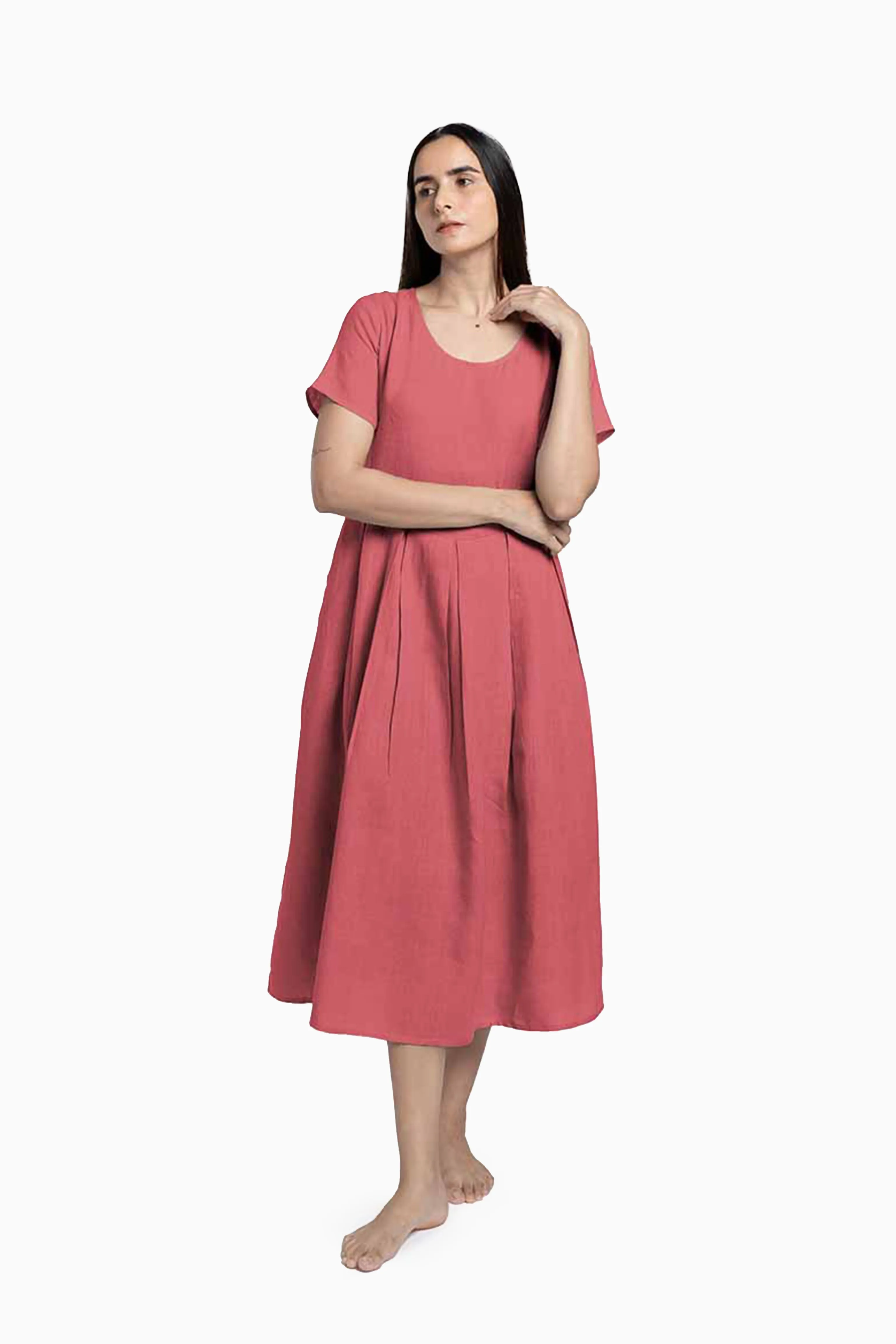 Linen Selah Dress-Midnight Green