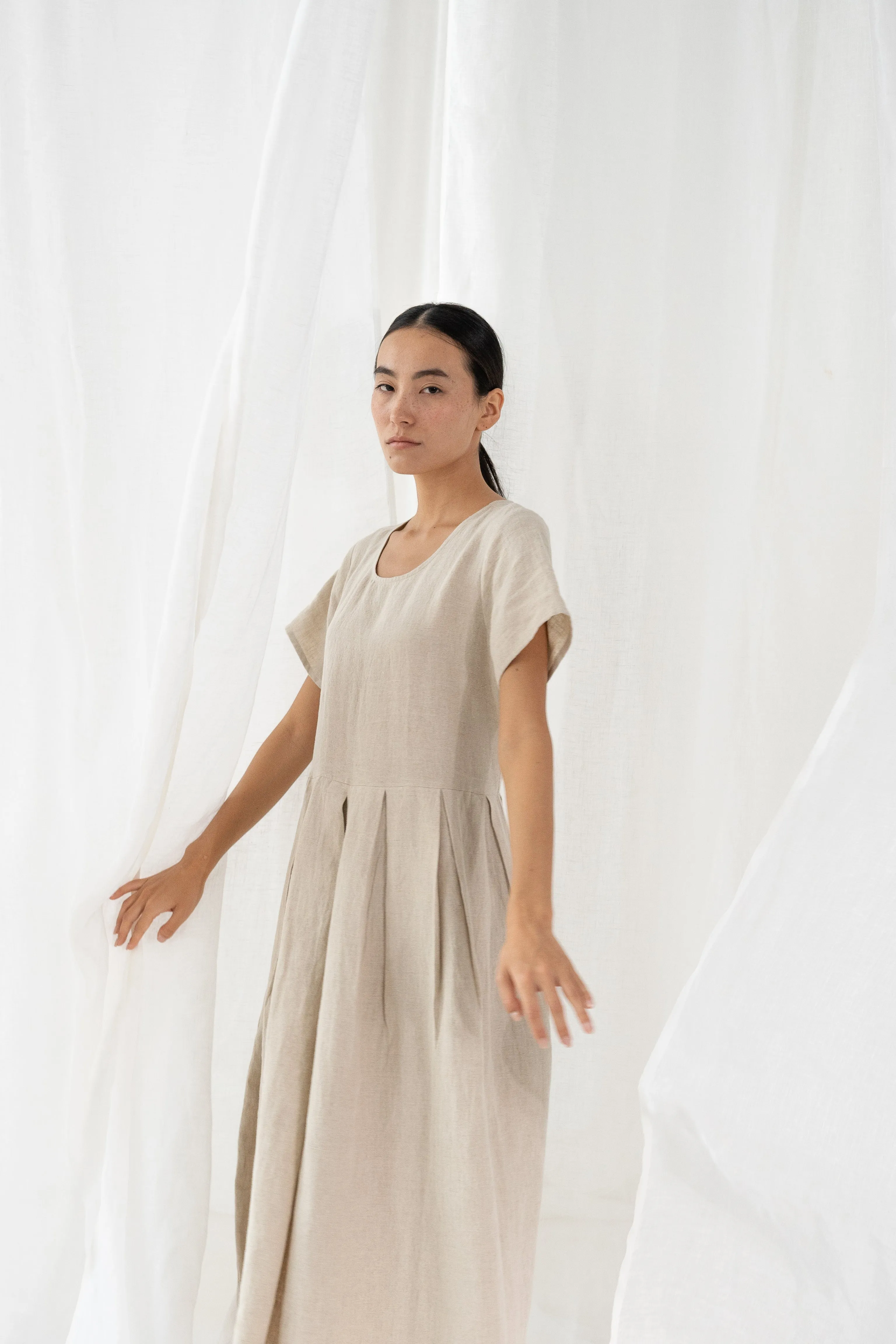 Linen Selah Dress-Midnight Green