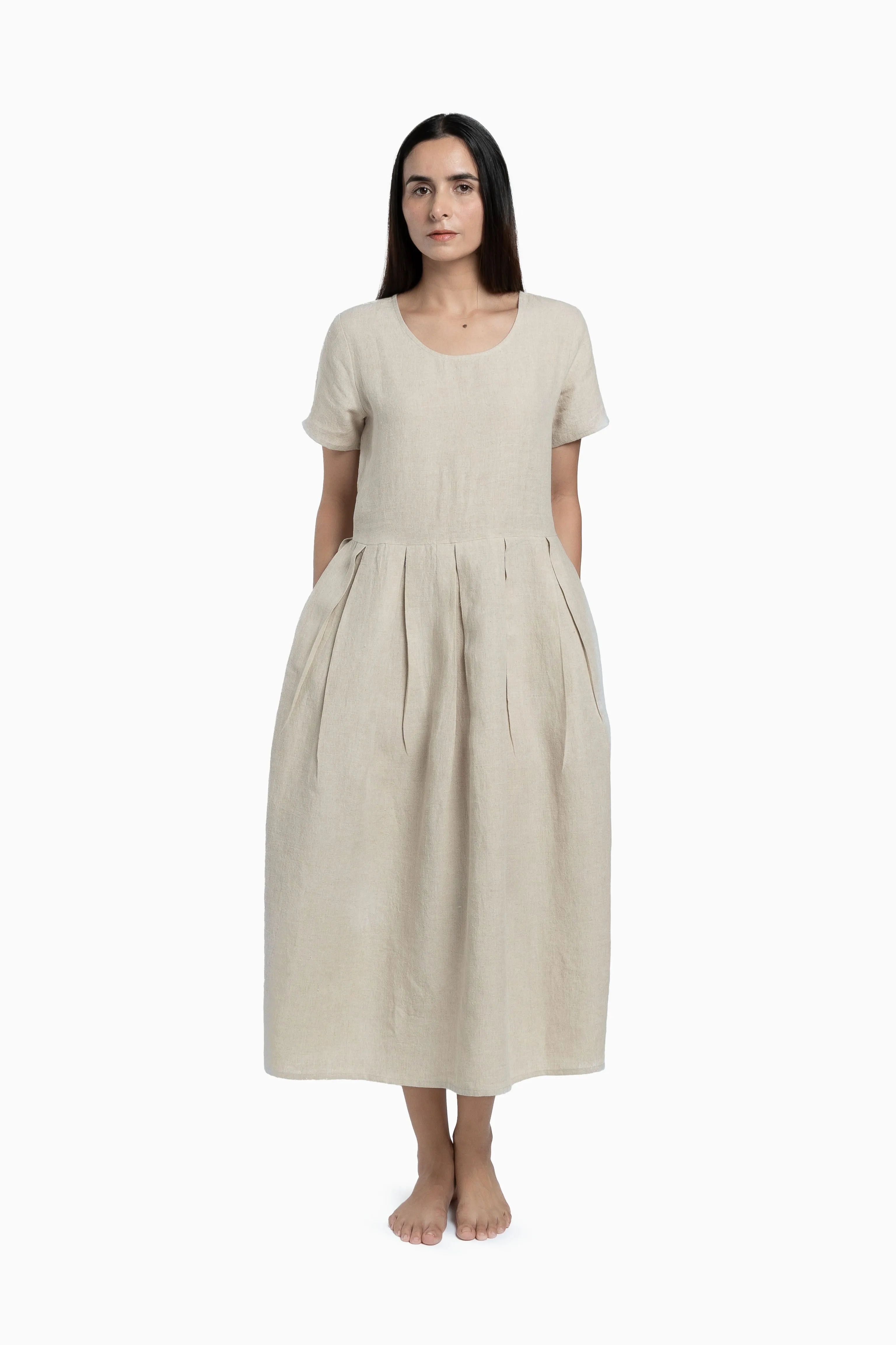 Linen Selah Dress-Midnight Green