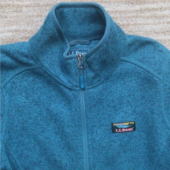L.L.Bean Women’s Sweater Fleece Full-Zip Jacket Evening Blue/Aqua Size Small
