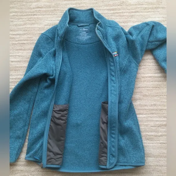 L.L.Bean Women’s Sweater Fleece Full-Zip Jacket Evening Blue/Aqua Size Small