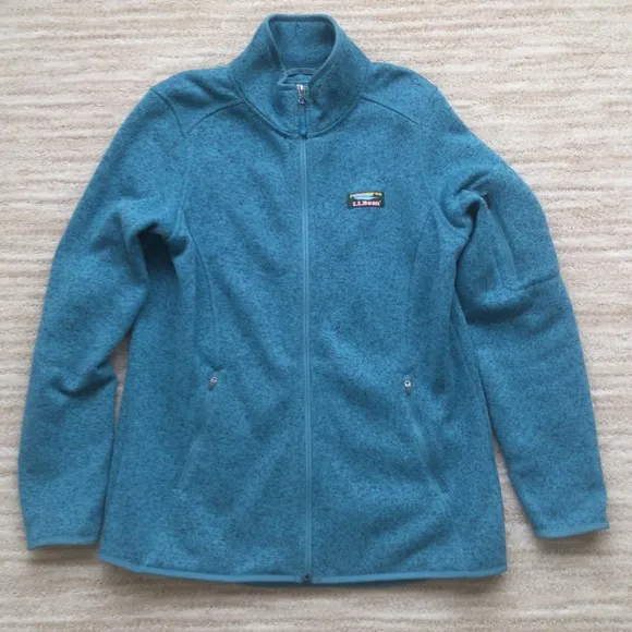 L.L.Bean Women’s Sweater Fleece Full-Zip Jacket Evening Blue/Aqua Size Small