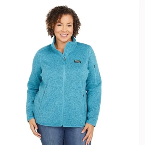 L.L.Bean Women’s Sweater Fleece Full-Zip Jacket Evening Blue/Aqua Size Small