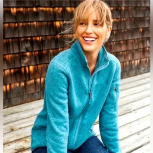 L.L.Bean Women’s Sweater Fleece Full-Zip Jacket Evening Blue/Aqua Size Small
