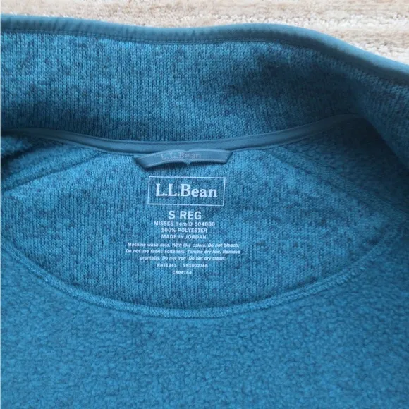 L.L.Bean Women’s Sweater Fleece Full-Zip Jacket Evening Blue/Aqua Size Small