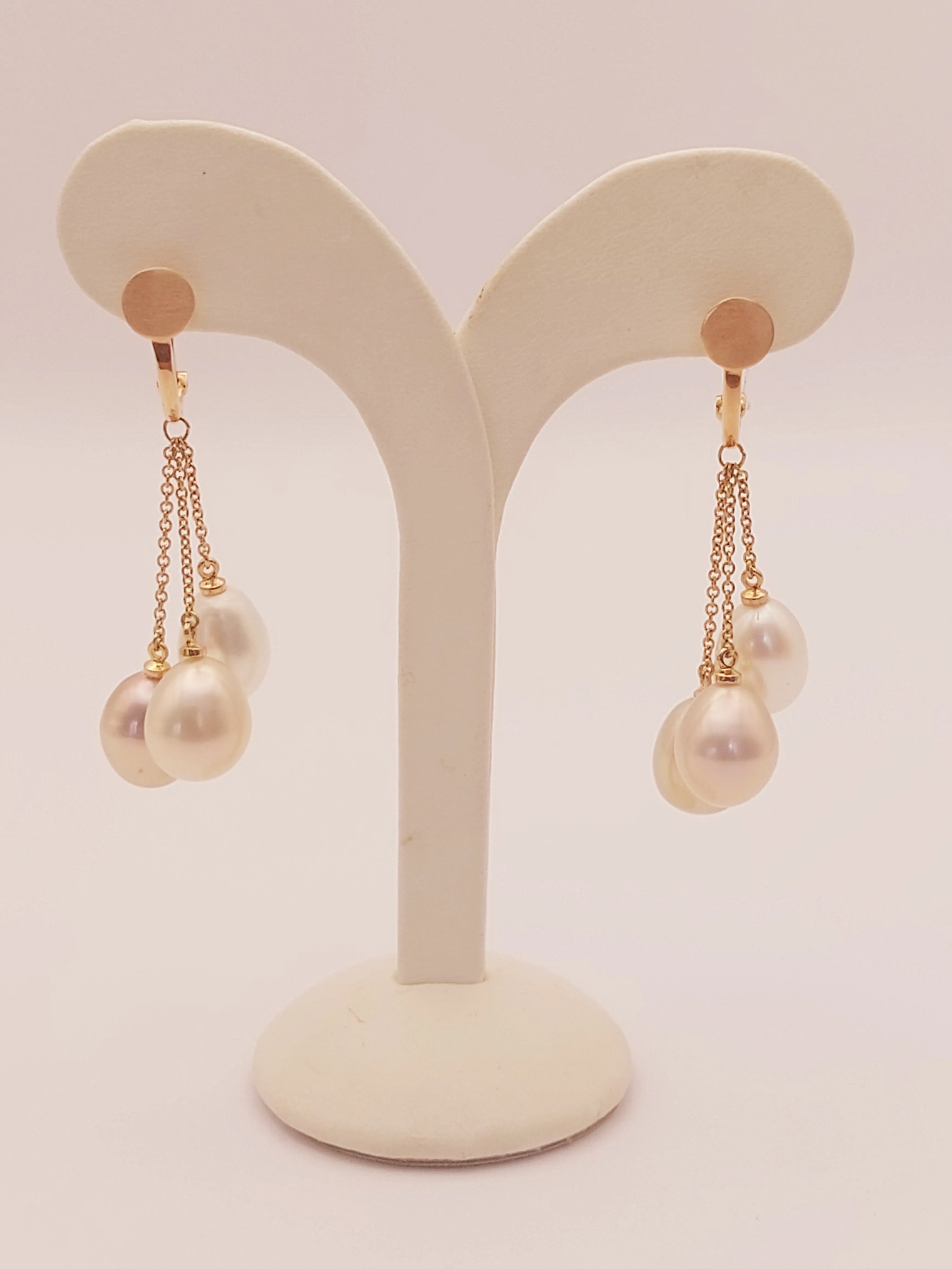 Long Freshwater and White South Pearl Earrings