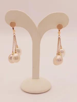 Long Freshwater and White South Pearl Earrings