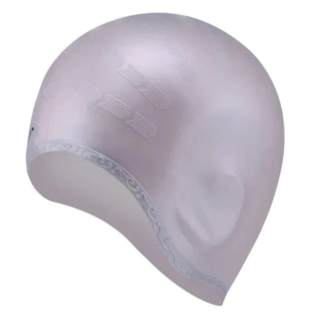 Long Hair Waterproof Swim Pool Cap Ear Protect Large Silicone Diving Hat