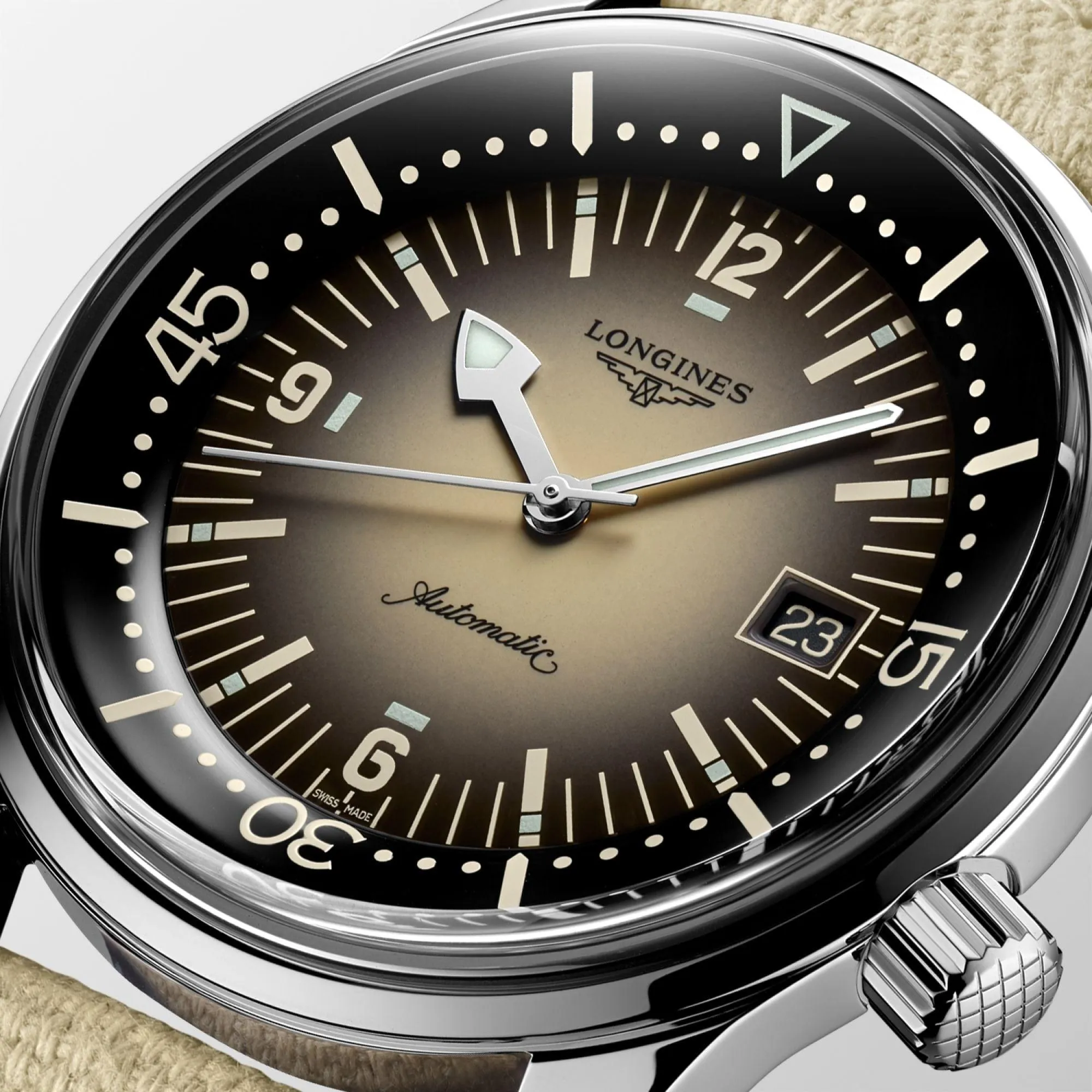 LONGINES LEGEND DIV Watch 42mm BEIGE Automatic Steel L3.774.4.30.2