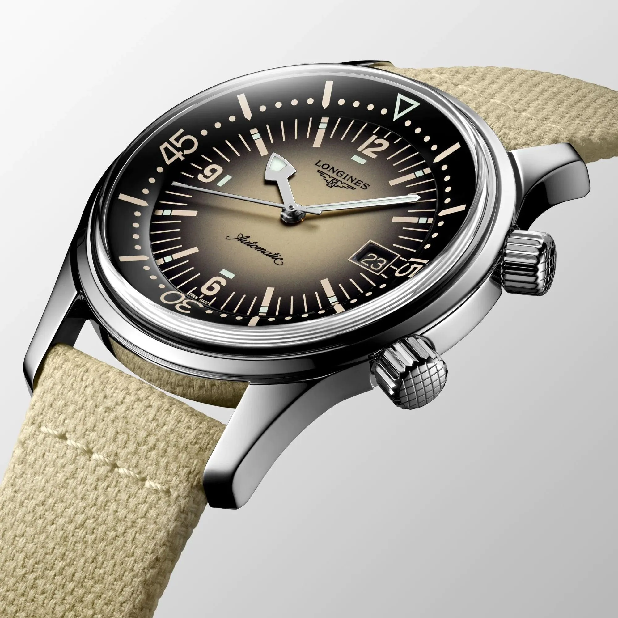 LONGINES LEGEND DIV Watch 42mm BEIGE Automatic Steel L3.774.4.30.2