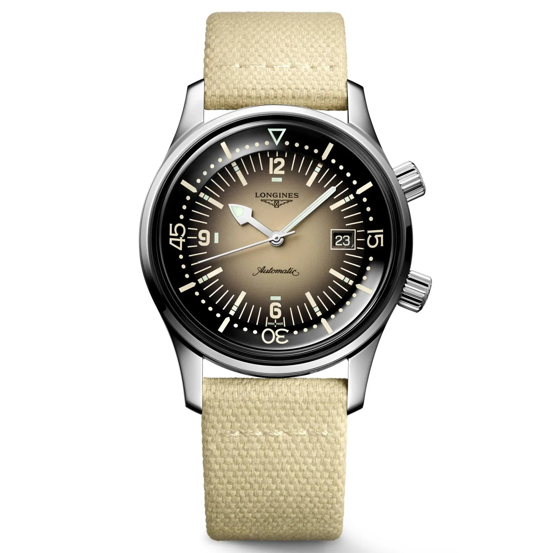 LONGINES LEGEND DIV Watch 42mm BEIGE Automatic Steel L3.774.4.30.2