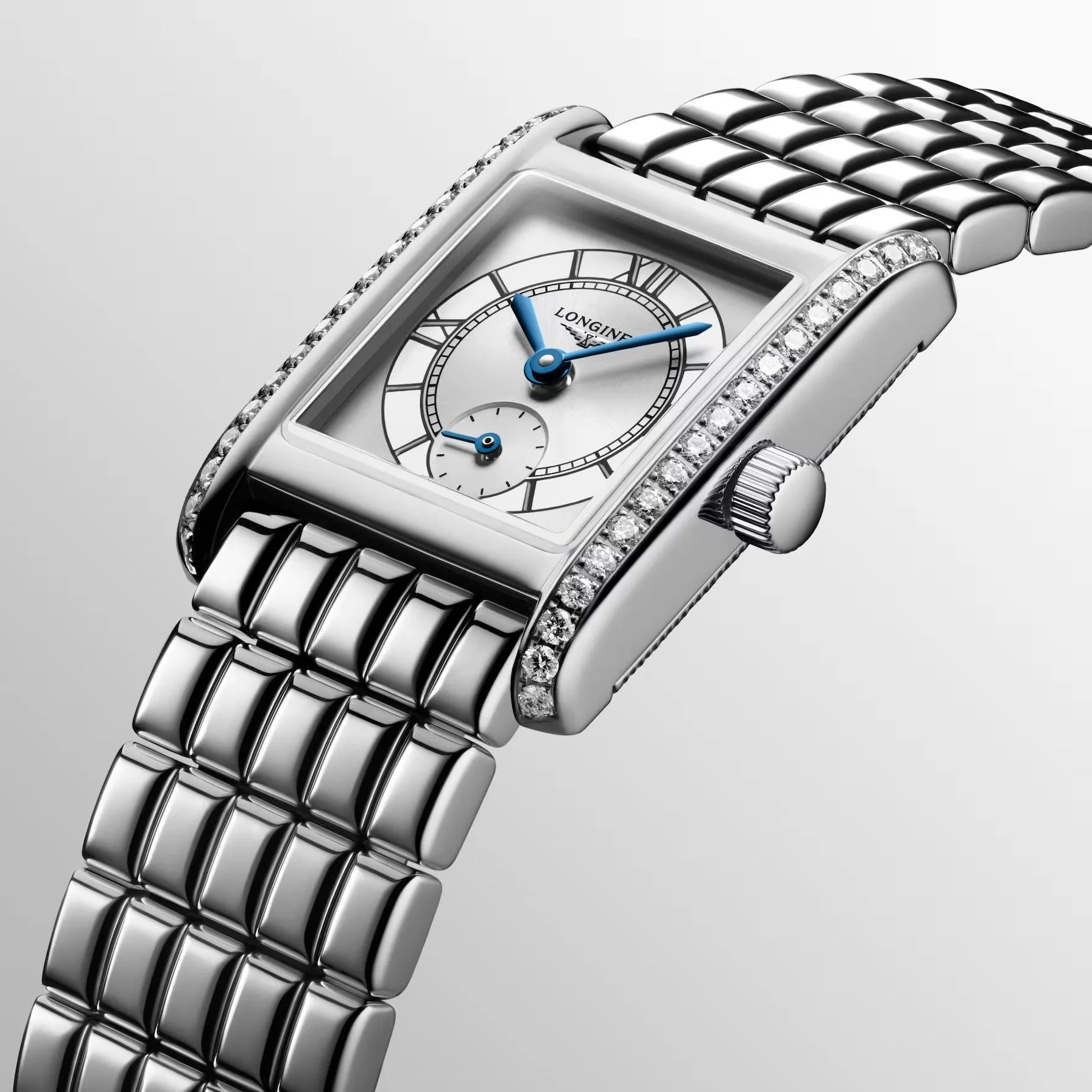 Longines Mini Dolcevita watch 21.5x29mm silver diamonds quartz steel l5.200.0.75.6