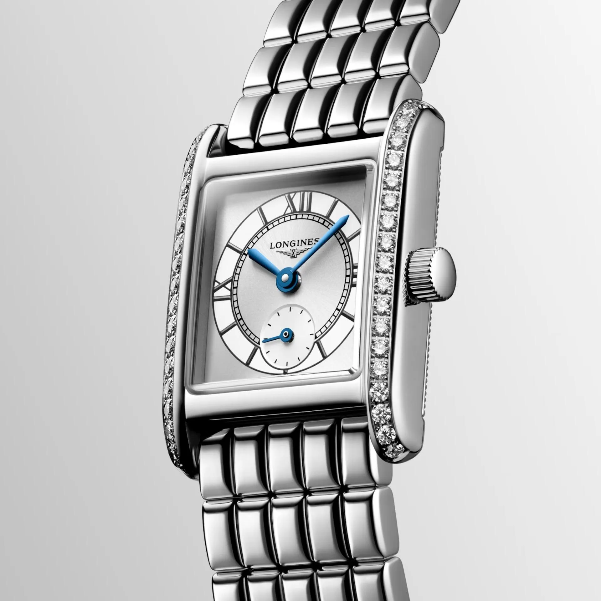 Longines Mini Dolcevita watch 21.5x29mm silver diamonds quartz steel l5.200.0.75.6