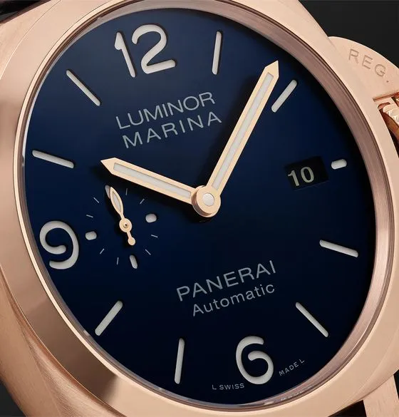 Luminor Marina Sole Blu Automatic 44mm Goldtech and Alligator Watch
