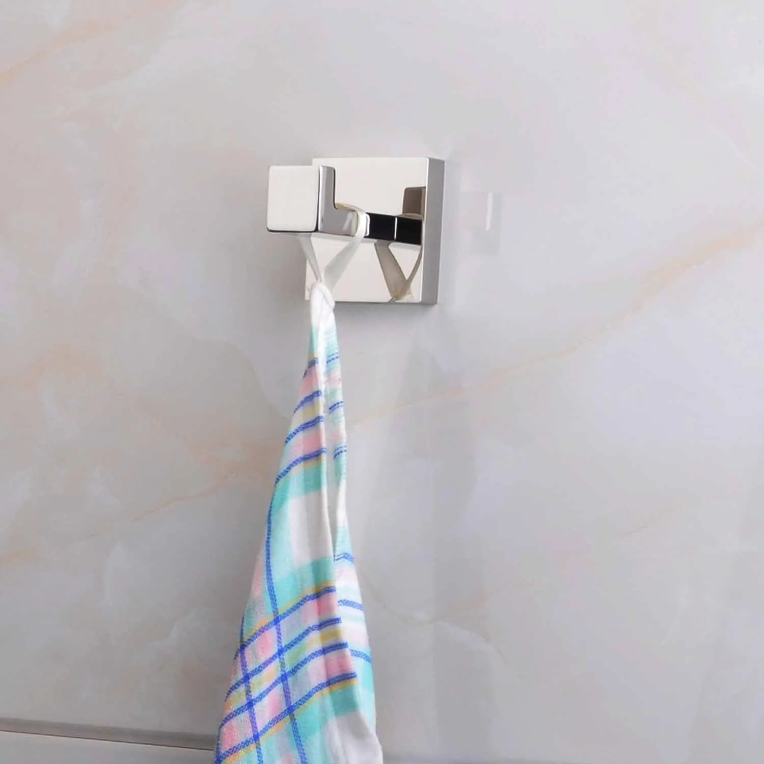 Luxury 304 Stainless Steel Bathroom Single Towel Hook Robe Chrome Wall Mount Coat Hat Door Hook Hanger Mirror Polished Bathroom Accessories 5Pcs (5)