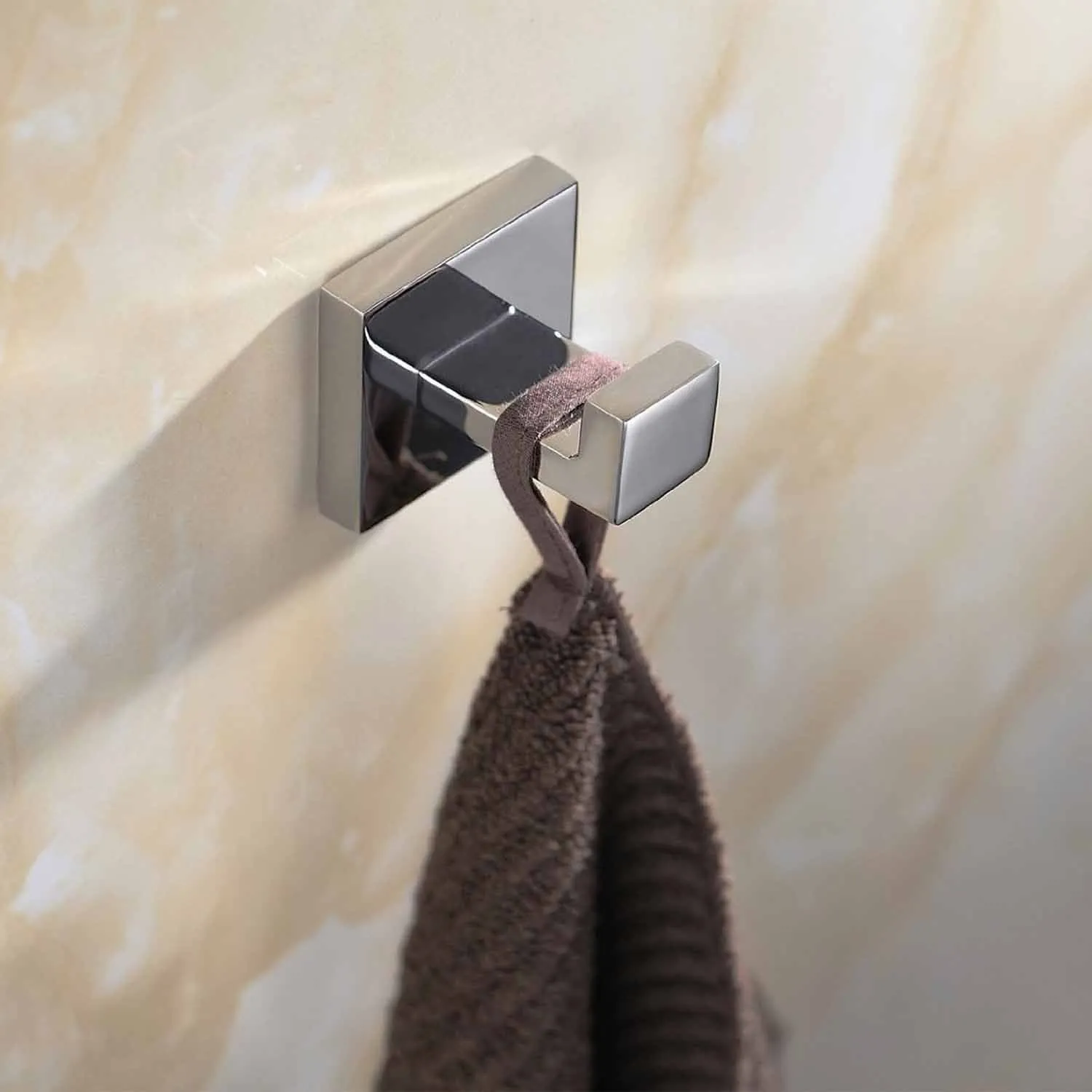 Luxury 304 Stainless Steel Bathroom Single Towel Hook Robe Chrome Wall Mount Coat Hat Door Hook Hanger Mirror Polished Bathroom Accessories 5Pcs (5)