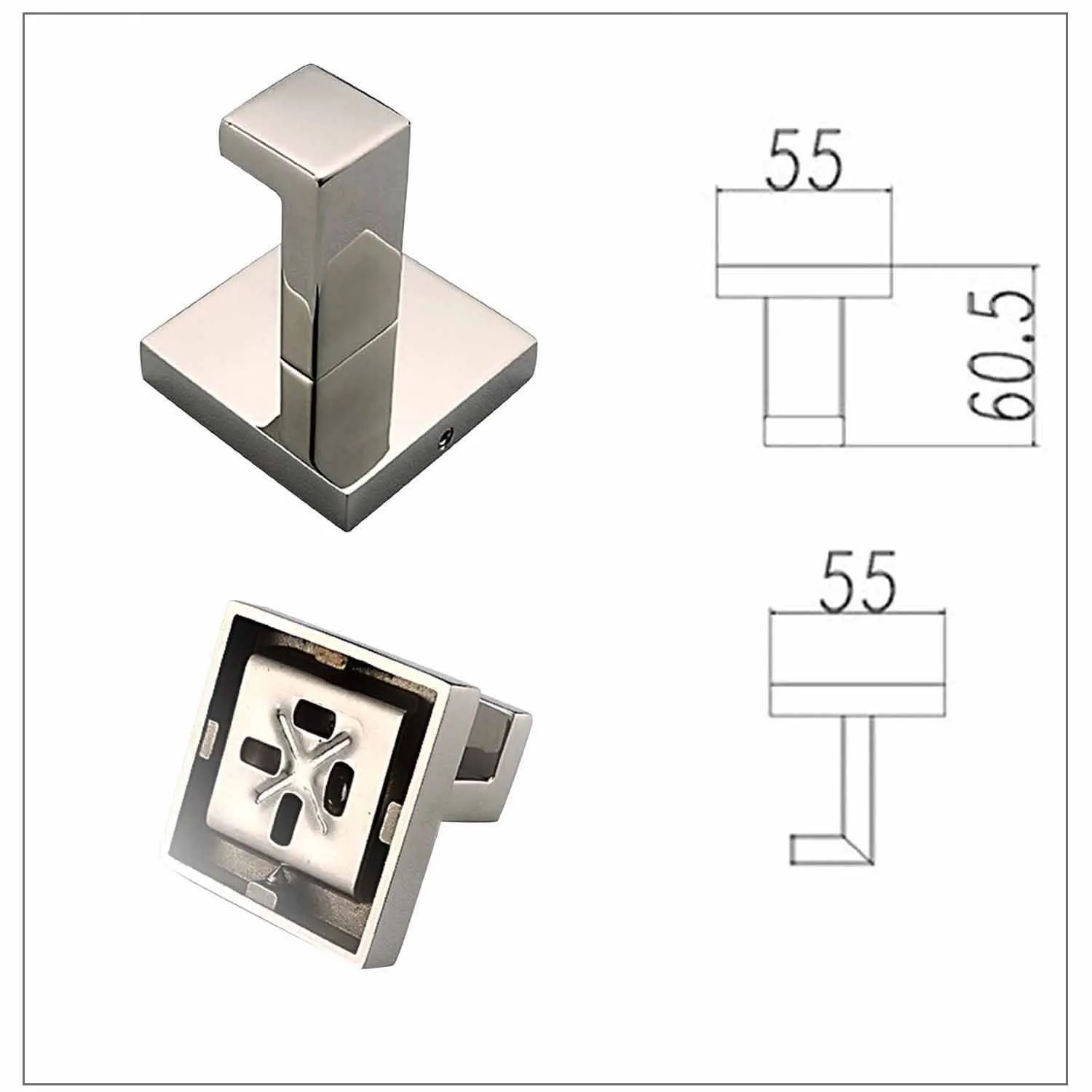 Luxury 304 Stainless Steel Bathroom Single Towel Hook Robe Chrome Wall Mount Coat Hat Door Hook Hanger Mirror Polished Bathroom Accessories 5Pcs (5)