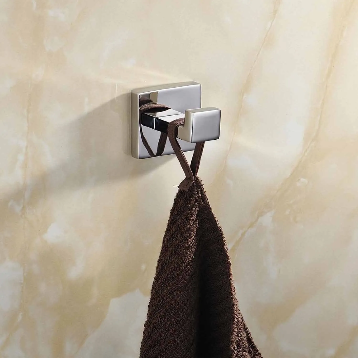 Luxury 304 Stainless Steel Bathroom Single Towel Hook Robe Chrome Wall Mount Coat Hat Door Hook Hanger Mirror Polished Bathroom Accessories 5Pcs (5)