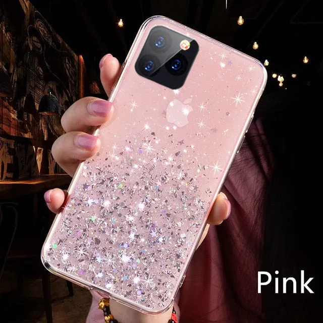 Luxury Bling Glitter Phone Case For iPhone- Transparent Cases