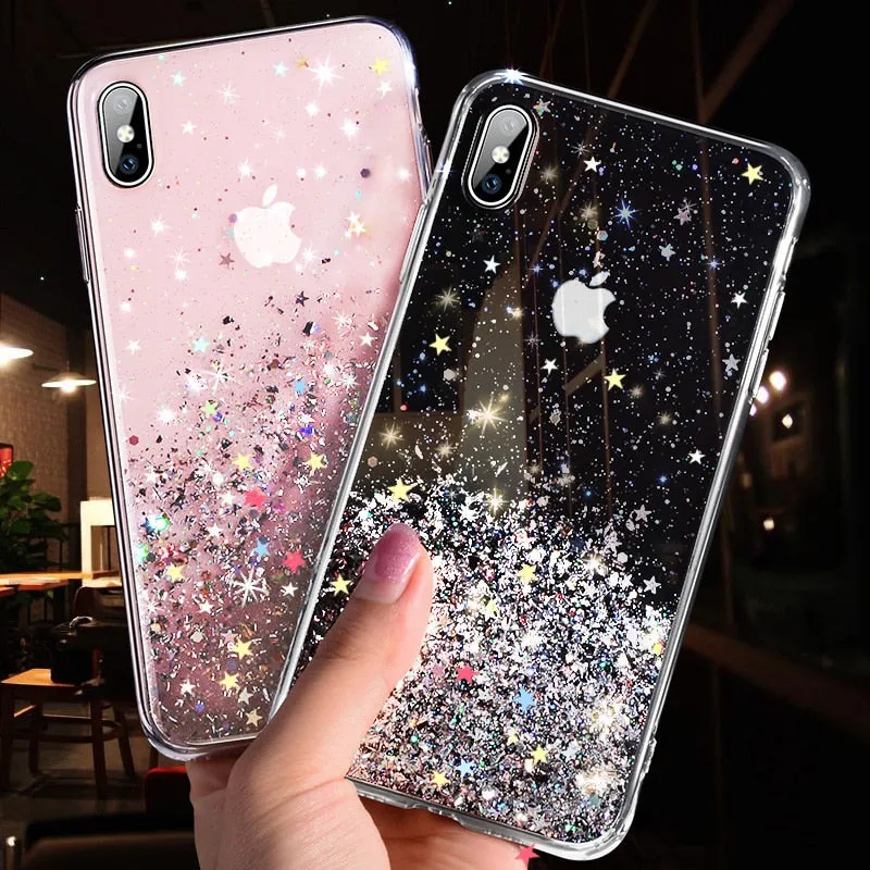 Luxury Bling Glitter Phone Case For iPhone- Transparent Cases
