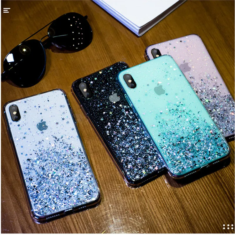 Luxury Bling Glitter Phone Case For iPhone- Transparent Cases
