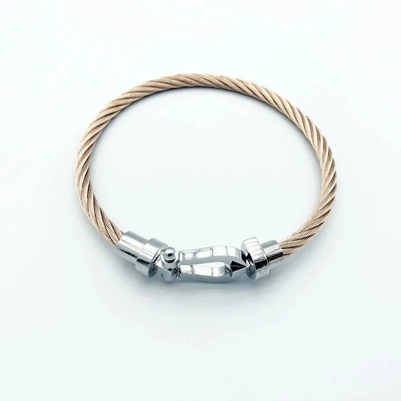 Luxury Bracelet Fred Horseshoe Magnet Clasp Stainless Steel Wire Bracelet Couple Bracelet Simple Jewelry Gold Plated Accessories