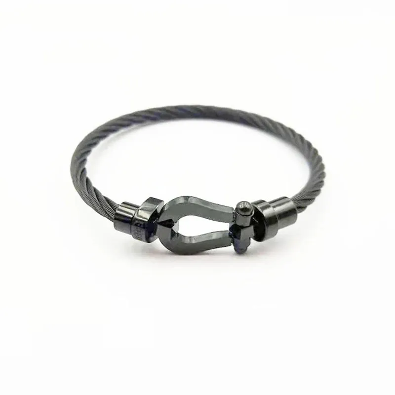 Luxury Bracelet Fred Horseshoe Magnet Clasp Stainless Steel Wire Bracelet Couple Bracelet Simple Jewelry Gold Plated Accessories
