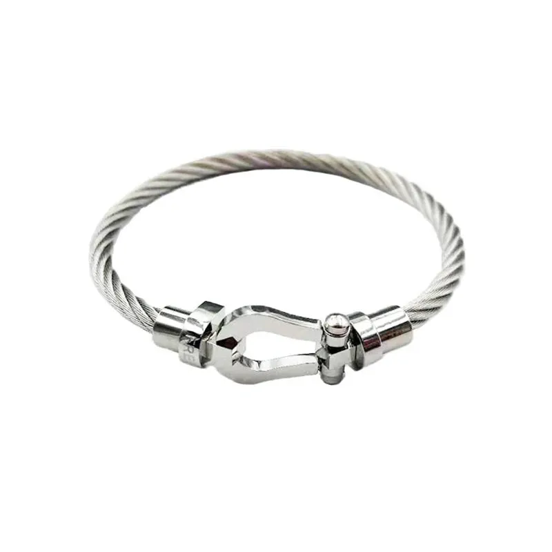 Luxury Bracelet Fred Horseshoe Magnet Clasp Stainless Steel Wire Bracelet Couple Bracelet Simple Jewelry Gold Plated Accessories