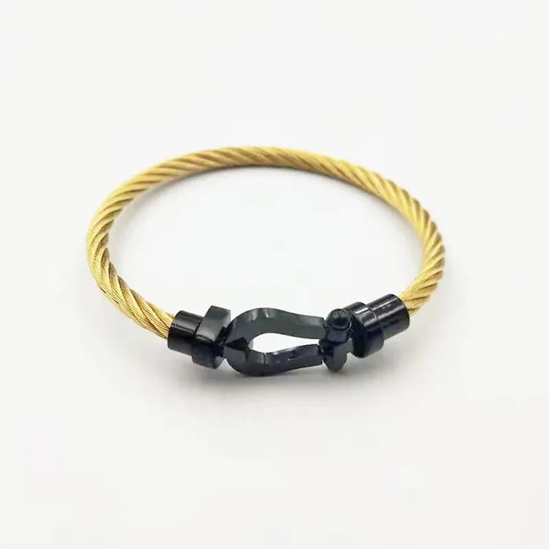 Luxury Bracelet Fred Horseshoe Magnet Clasp Stainless Steel Wire Bracelet Couple Bracelet Simple Jewelry Gold Plated Accessories