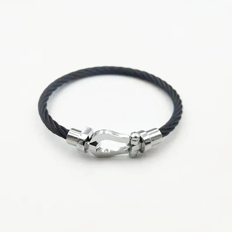 Luxury Bracelet Fred Horseshoe Magnet Clasp Stainless Steel Wire Bracelet Couple Bracelet Simple Jewelry Gold Plated Accessories