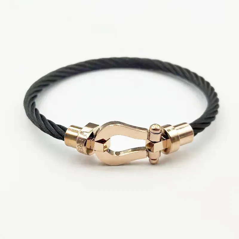 Luxury Bracelet Fred Horseshoe Magnet Clasp Stainless Steel Wire Bracelet Couple Bracelet Simple Jewelry Gold Plated Accessories