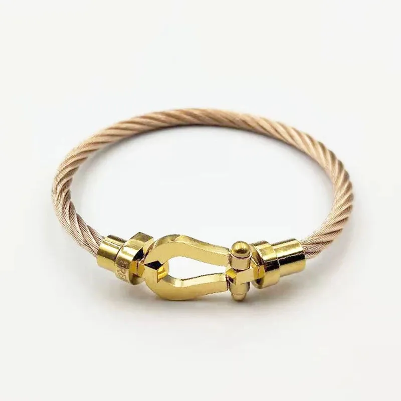 Luxury Bracelet Fred Horseshoe Magnet Clasp Stainless Steel Wire Bracelet Couple Bracelet Simple Jewelry Gold Plated Accessories