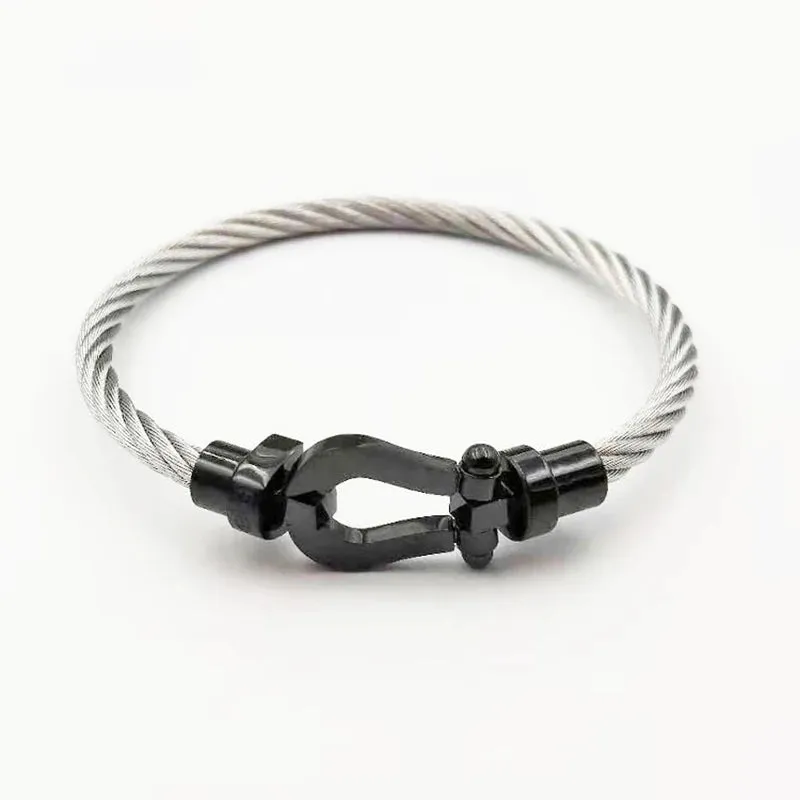 Luxury Bracelet Fred Horseshoe Magnet Clasp Stainless Steel Wire Bracelet Couple Bracelet Simple Jewelry Gold Plated Accessories