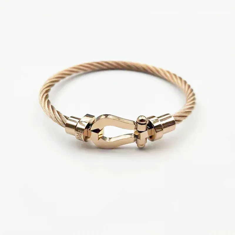 Luxury Bracelet Fred Horseshoe Magnet Clasp Stainless Steel Wire Bracelet Couple Bracelet Simple Jewelry Gold Plated Accessories