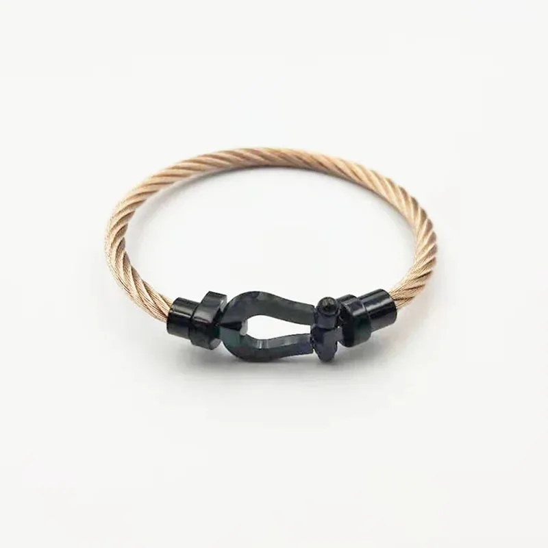 Luxury Bracelet Fred Horseshoe Magnet Clasp Stainless Steel Wire Bracelet Couple Bracelet Simple Jewelry Gold Plated Accessories