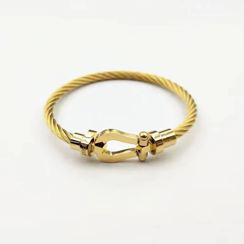Luxury Bracelet Fred Horseshoe Magnet Clasp Stainless Steel Wire Bracelet Couple Bracelet Simple Jewelry Gold Plated Accessories