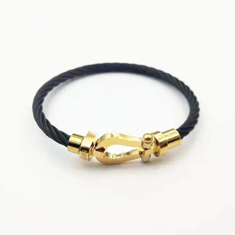 Luxury Bracelet Fred Horseshoe Magnet Clasp Stainless Steel Wire Bracelet Couple Bracelet Simple Jewelry Gold Plated Accessories