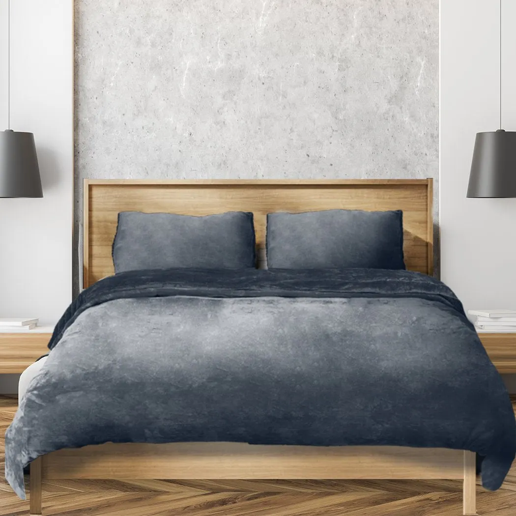 Luxury Flannel Quilt Cover with Pillowcase Dark Grey Double