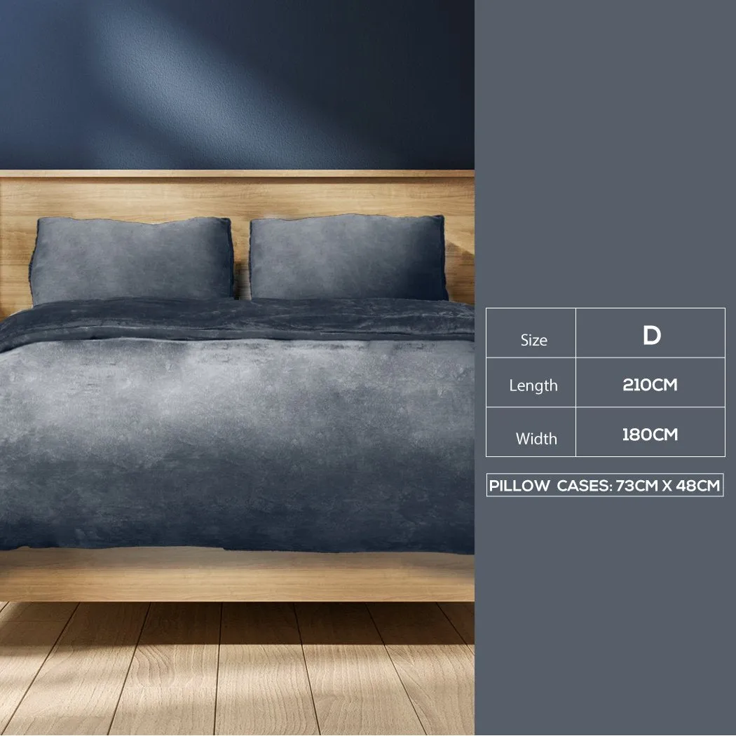 Luxury Flannel Quilt Cover with Pillowcase Dark Grey Double