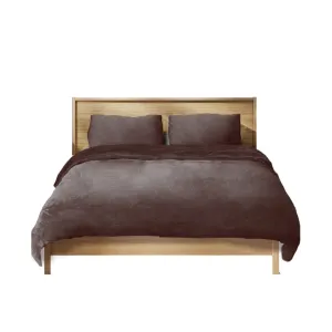 Luxury Flannel Quilt Cover with Pillowcase Mink Queen