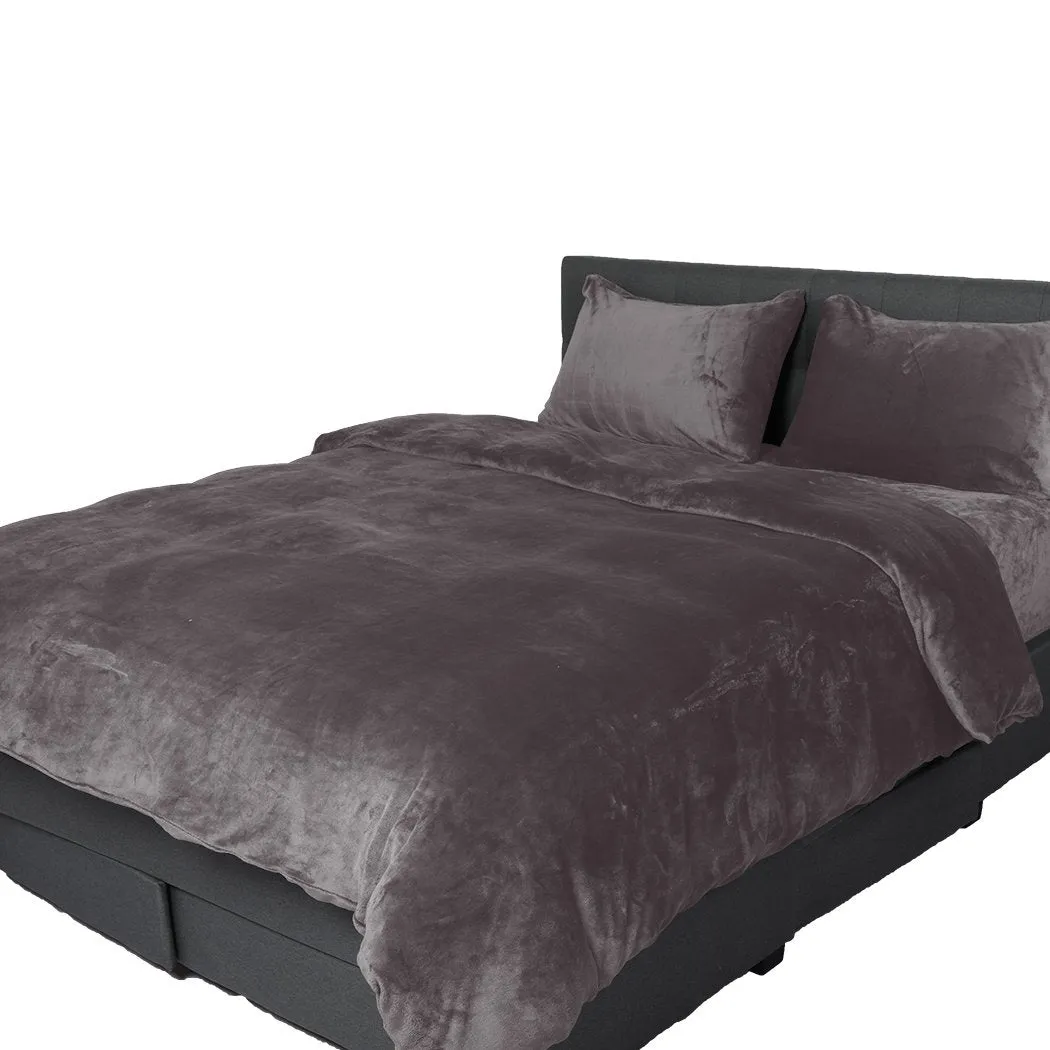 Luxury Flannel Quilt Cover with Pillowcase Silver Grey King