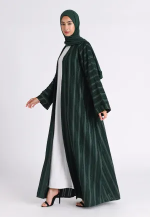 Luxury Forest Green Emirati Open Abaya (Premium)