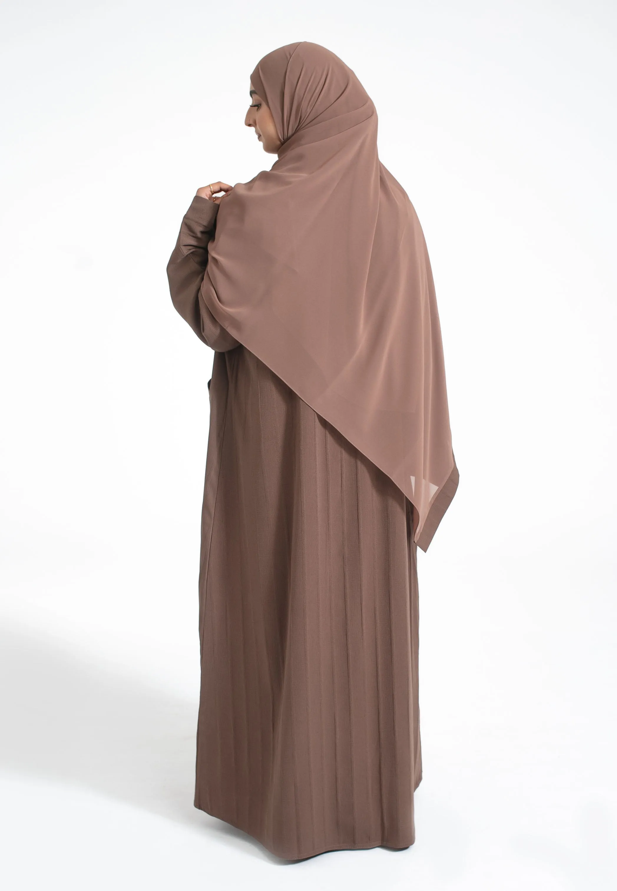 Luxury Mink Textured Open Abaya With Pockets (Premium)
