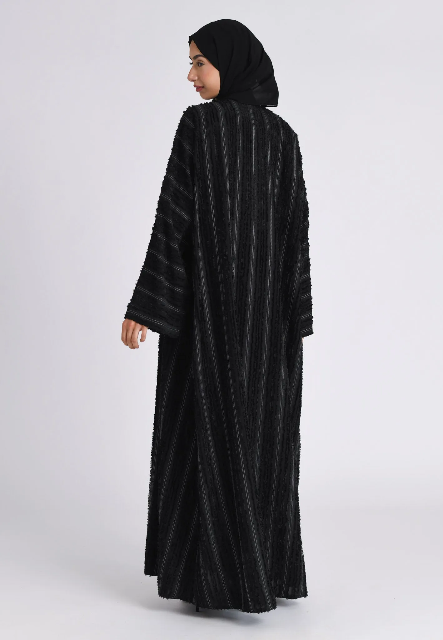 Luxury Plain Black Emirati Open Abaya (Premium)